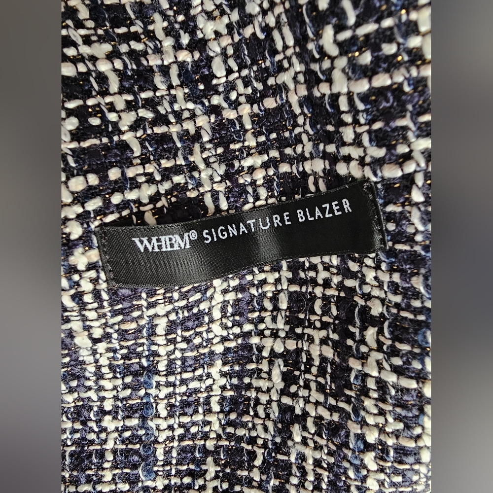 WHBM Navy W/White Tweed Blazer Sz 8 - Picture 4 of 9